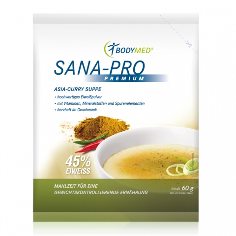 Nahrungsmittel & Ernhrung @ Lebensmittel-Page.de | Bodymed Suppe Sana-Pro PREMIUM Asia-Curry mit 45g Eiweiss