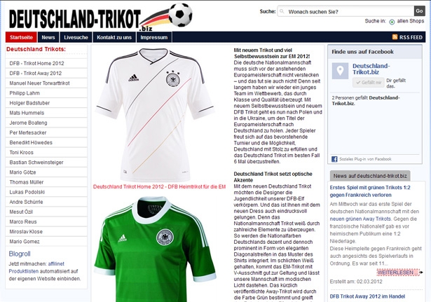 Auto News | Deutschland-Trikot.biz startet mit Preisvergleich zum DFB Trikot Home und Away