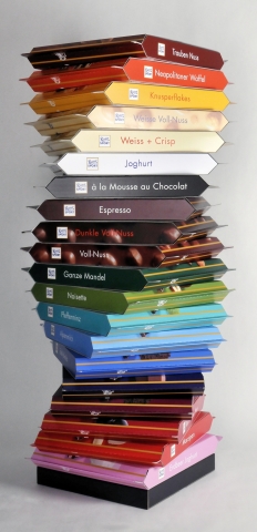 News - Central: berragende Fernwirkung mit dem Zwei-Meter-Schokostapel von SCA Packaging fr Ritter Sport