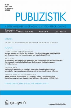 Deutsche-Politik-News.de | Cover der aktuellen Ausgabe 01/2012 der Fachzeitschrift Publizistik