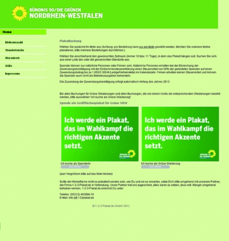 News - Central: Grne Wahlkampfhilfe fr jedermann: 1-2-3-Plakat.de stellt das benutzerfreundliche Portal fr Plakatspenden zur Verfgung.