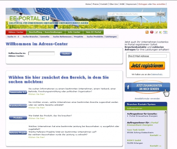 Deutsche-Politik-News.de | Screenshot EE-PORTAL.EU Adress-Center