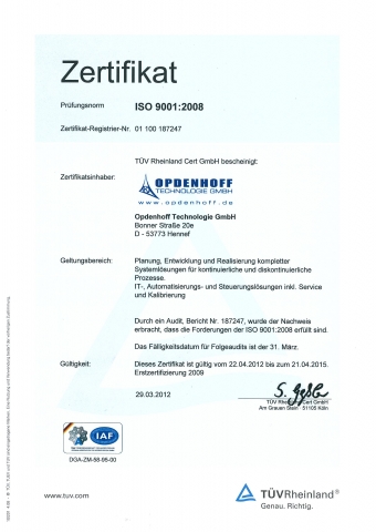 Deutsche-Politik-News.de | TV-Zertifikat der Opdenhoff Technologie GmbH