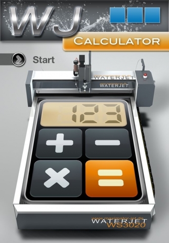 Europa-247.de - Europa Infos & Europa Tipps | Startbildschirm der Waterjet Calculator-App von Maximator JET