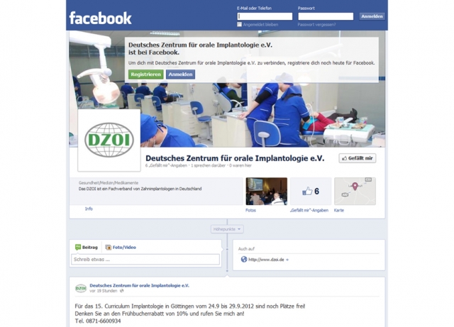 Auto News | Das Deutsche Zentrum fr orale Implantologie e. V. hat jetzt auch eine eigene Facebook-Seite. 
