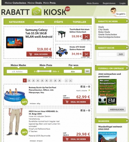 Einkauf-Shopping.de - Shopping Infos & Shopping Tipps | Screenshot Rabatt-Kiosk