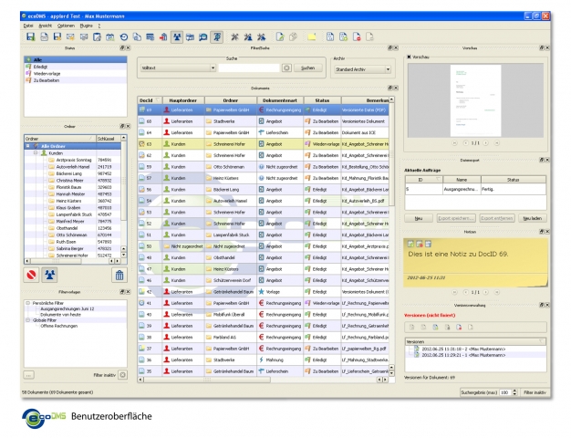 Software Infos & Software Tipps @ Software-Infos-24/7.de | ecoDMS 12.05 erstrahlt im neuen, frischen Design!