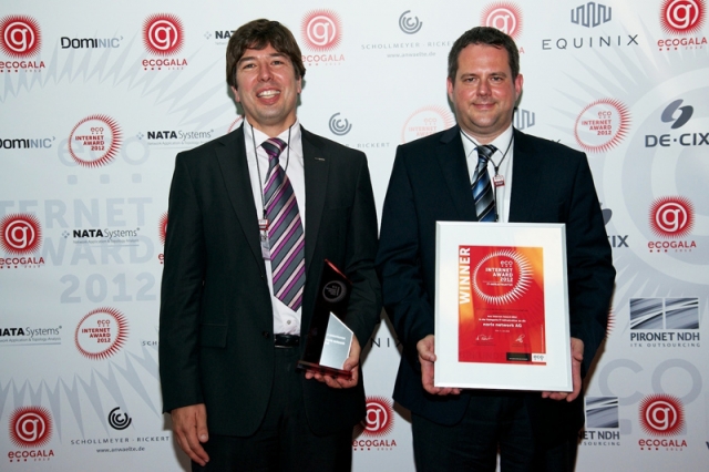 Bayern-24/7.de - Bayern Infos & Bayern Tipps | eco Internet Award 2012 Gewinner in der Kategorie IT-Infrastruktur:  Ingo Kraupa, Vorstandsvorsitzender und Joachim Astel, Vorstand der noris network AG (v. l.)