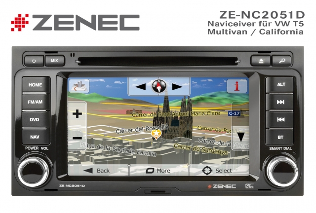 Handy News @ Handy-Infos-123.de | Zenec ZE-NC2051D: Multimedia-Festeinbaunavigation fr VW T5 Multivan / California