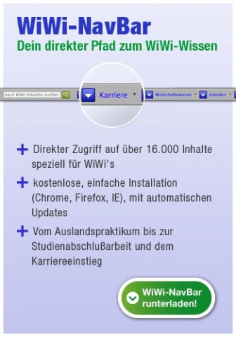 News - Central: Mit der neuen Navigationsbar ber den Browser direkt zum WiWi-Fachwissen.