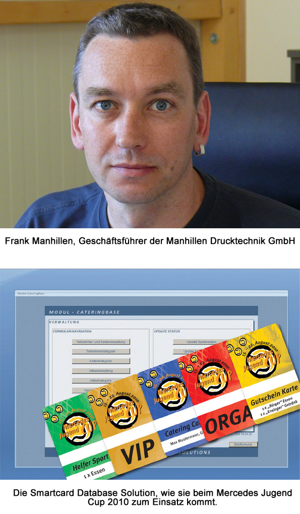 Gutscheine-247.de - Infos & Tipps rund um Gutscheine | Frank Manhillen, Geschftsfhrer der Manhillen Drucktechnik GmbH und die Oberflche der Smartcard Database Solution