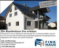 Fertighaus, Plusenergiehaus @ Hausbau-Seite.de | Hausbau & Einfamilienhaus - Foto: Tag der offenen Tr bei Fink Haus GmbH 88361 Altshausen.