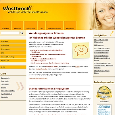 News - Central: Wostbrock Webdesign Internetshoplsungen