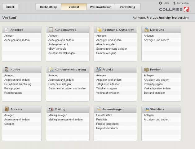 Software Infos & Software Tipps @ Software-Infos-24/7.de | Screenshot Collmex (www.collmex.de)