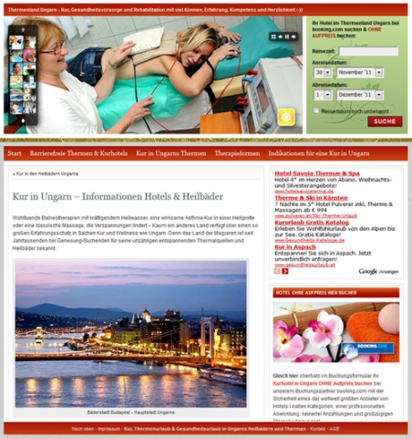 Gesundheit Infos, Gesundheit News & Gesundheit Tipps | Screenshot site: Kur in Ungarn