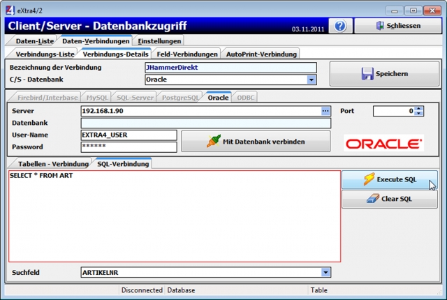 Software Infos & Software Tipps @ Software-Infos-24/7.de | Einstellung der Parameter fr die Datenverbindung zu einer Oracle-Datenbank  im Etikettendruck-Programm extra4