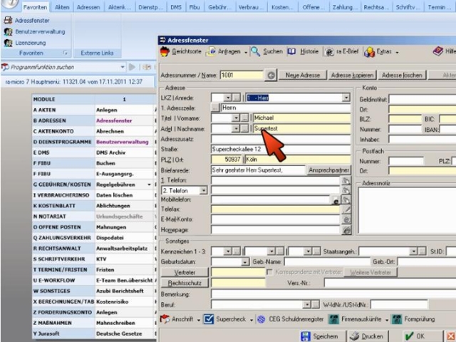 Koeln-News.Info - Kln Infos & Kln Tipps | ra-micro-Nutzer beauftragen und verwalten Supercheck Ermittlungen aus dem Adressfenster heraus