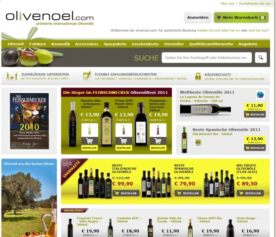 News - Central: Startseite des Onlineshops olivenoel.com