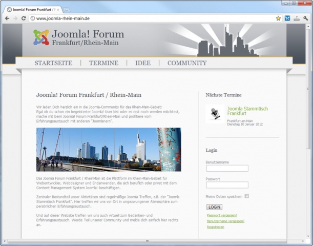 Forum News & Forum Infos & Forum Tipps | Netzwerk fr Webmaster: Joomla! Forum Frankfurt / Rhein-Main bietet neue, kostenlose Online-Community und regelmßigen Treffen fr Joomla-Nutzer und Entwickler
