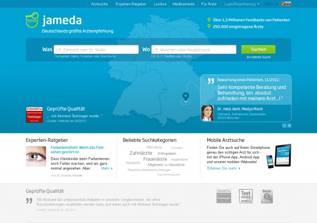 Deutsche-Politik-News.de | Die neue Website von jameda.de prsentiert sich nicht nur im neuen Design, sondern auch mit einer Vielzahl von neuen Funktionen