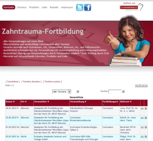 Deutschland-24/7.de - Deutschland Infos & Deutschland Tipps | Bild der Website Zahntrauma-Fortbildung