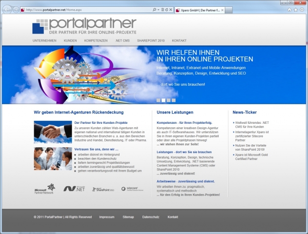 CMS & Blog Infos & CMS & Blog Tipps @ CMS & Blog-News-24/7.de | Abb.: Die Website von PortalPartner 