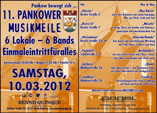Tickets / Konzertkarten / Eintrittskarten | Sechs Bands in sechs Lokalen - Pankow bewegt sich! 10. Mrz 2012.