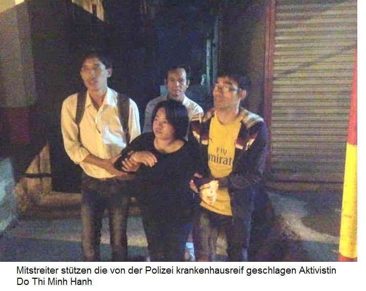 Deutsche-Politik-News.de | Mitstreiter sttzen die von der Polizei krankenhausreif geschlagene Aktivistin Do Thi Minh Hanh