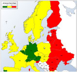 Europa-247.de - Europa Infos & Europa Tipps | Auszug der Webapplikation ONE TRACK, die eine Performance-Auswertung nach Postleitzahl oder Land bietet, um die tatschliche Leistung der Dienstleister zu berprfen