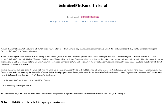 Suchmaschinenoptimierung / SEO - Artikel @ COMPLEX-Berlin.de | SchnitzelMitKartoffelsalat
