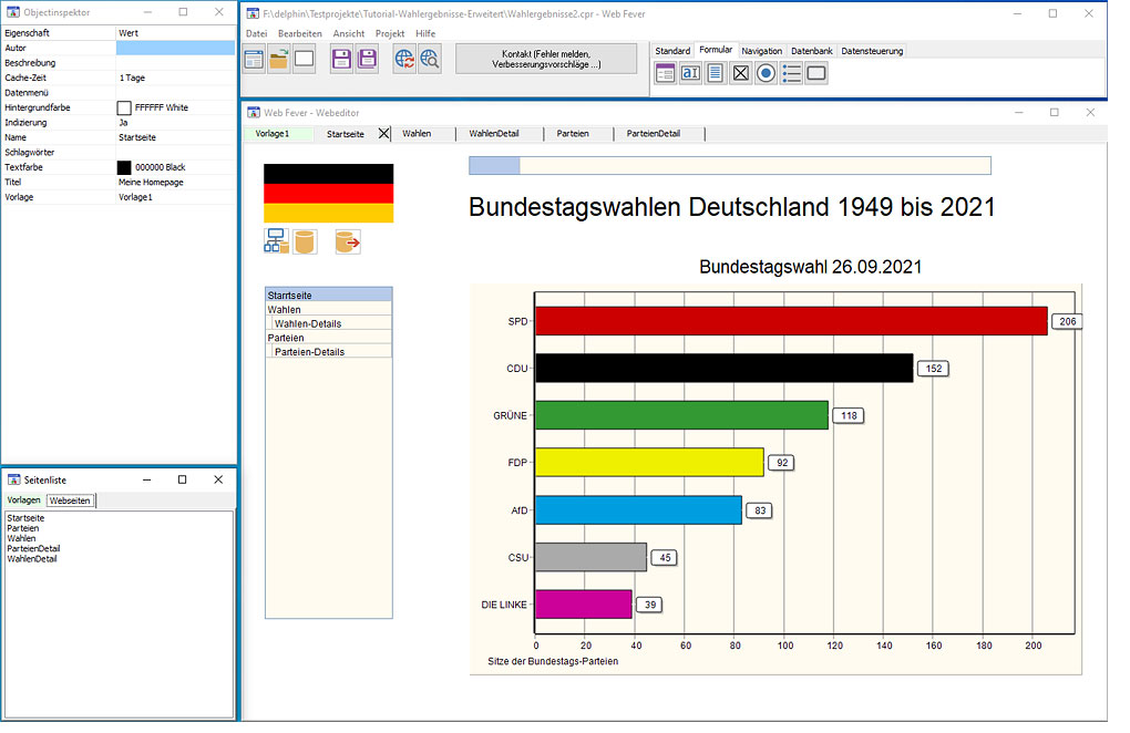 Software Infos & Software Tipps @ Software-Infos-24/7.de | Screenshot Web-Fever mit geöffneten Beispielprojekt