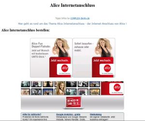 Suchmaschinenoptimierung / SEO - Artikel @ COMPLEX-Berlin.de | Foto: SuchmaschinenOptimierung - Alice Internetanschluss SEO Contest von COMPLEX !