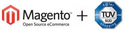 Open Source Shop Systeme | Foto: Magento Logo und TV-SD Zertifikat.