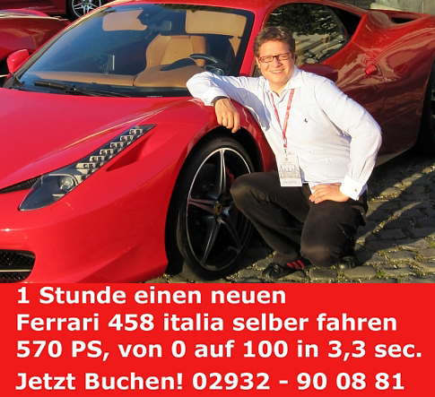 Deutsche-Politik-News.de | Diesen neuen Ferrari 458 italia knnen Sportwagen-Fans bei Simon Konietzny mieten und selber fahren  vom 23. bis 25.9.2011.