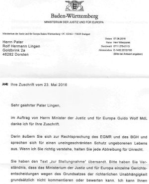 Deutsche-Politik-News.de | Brief von Justizministerium an den Verf.
