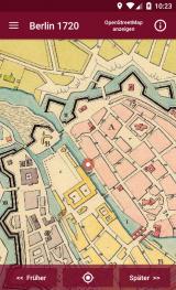Landleben-Infos.de | Foto: Screenshot der App: Karte von 1720 mit dem Standort des Benutzers