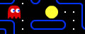 Browsergames News: Foto:Die Spielfigur Pacman / Pac-Man muss Punkte in einem Labyrinth fressen, whrend er von Gespenstern verfolgt wird. Frisst man eine Kraftpille, kann man fr eine gewisse Zeit umgekehrt selbst die (nun blau eingefrbten) Gespenster verfolgen. Manchmal erscheint auch eine Kirsche oder ein anderes Symbol im Spielfeld, das dem Spieler Extrapunkte einbringt, wenn man es frisst.