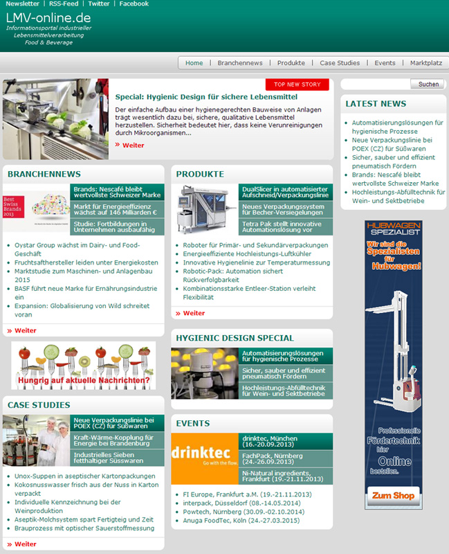 Nahrungsmittel & Ernhrung @ Lebensmittel-Page.de | Saubere Lebensmittelverarbeitung im Fokus: Lebensmittelverarbeitung-online.de