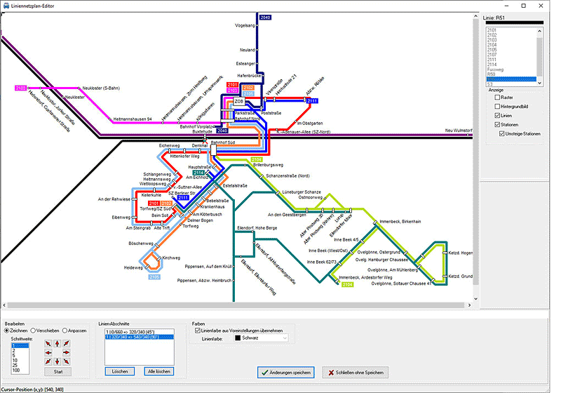 Screenshot PTraffic-Liniennetzplan-Editor | Freie-Pressemitteilungen.de