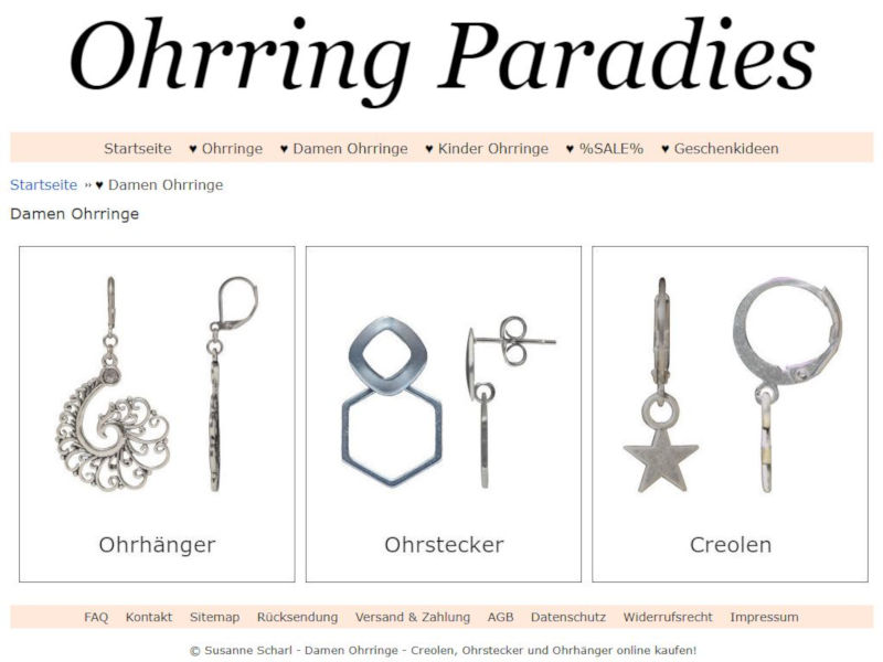 Neue Websitestruktur im Ohrring Paradies | Freie-Pressemitteilungen.de